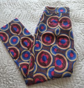 Anthropologie Multicolor Circular-Print Leggings — Blue, Pink, Gold, Brown